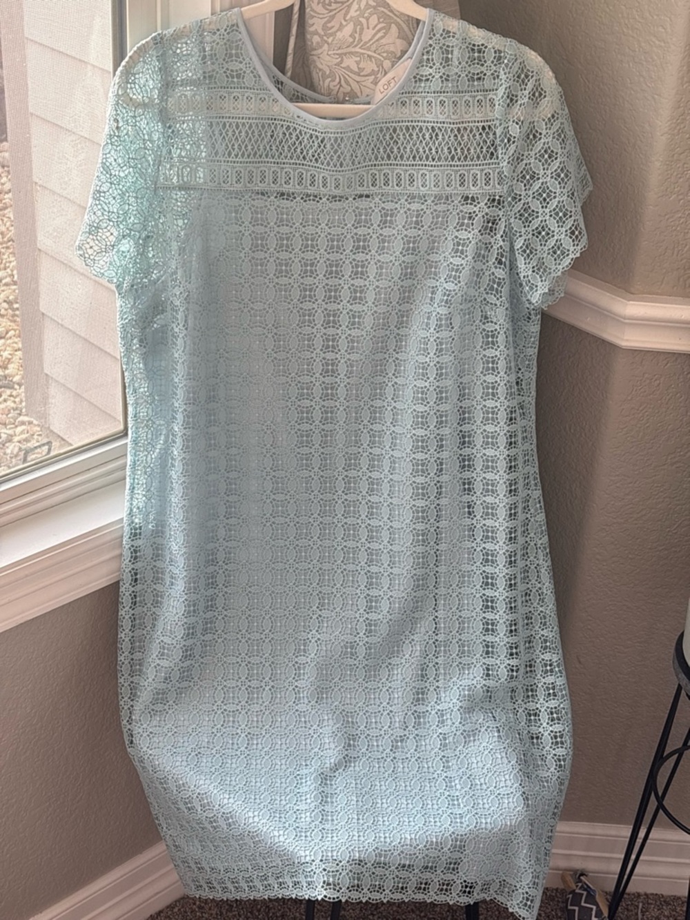 LOFT Pale Blue Lace Shift Dress